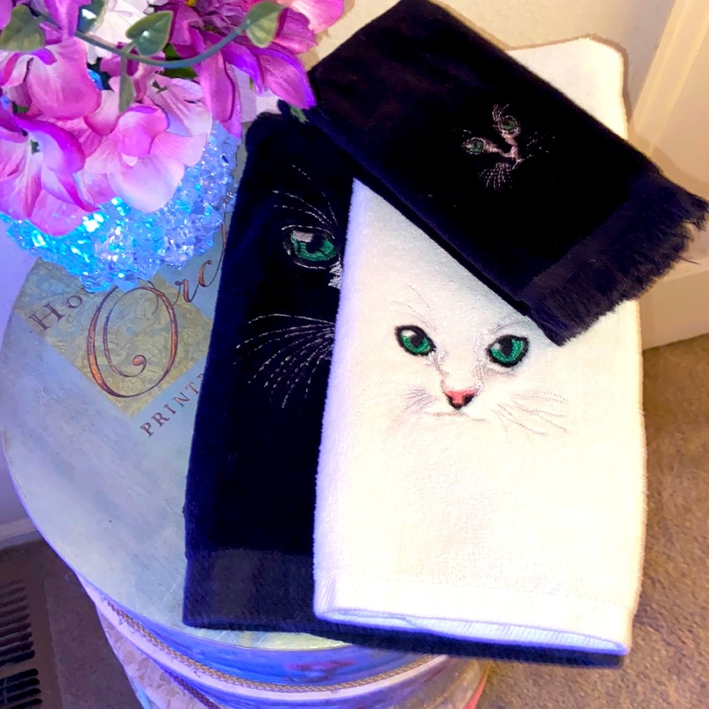 Set of Vintage RA BRIGGS Cat Bathroom Towels 🐈‍⬛